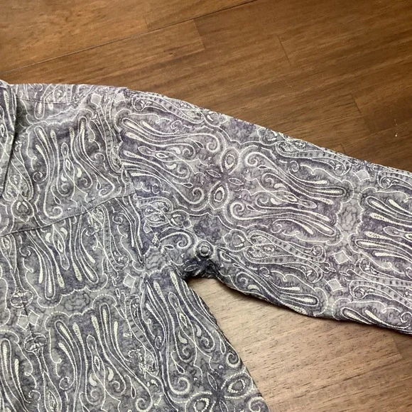 Coldwater Creek Purple Paisley Damask Button Jacket Womens Petite Medium Flaw - Picture 7 of 9